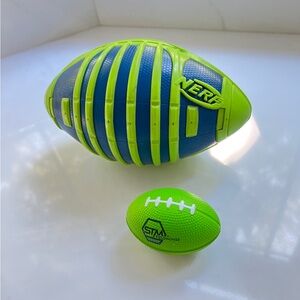 Nerf Sports Weather Blitz Football Blue Green Hasbro 53081 and STM mini football
